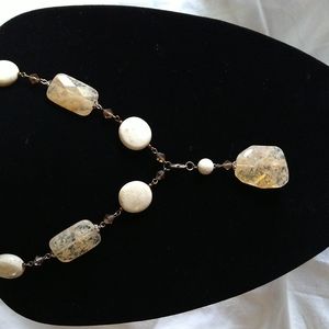 Lia Sophia stone bead necklace with bonus matching earrings.
